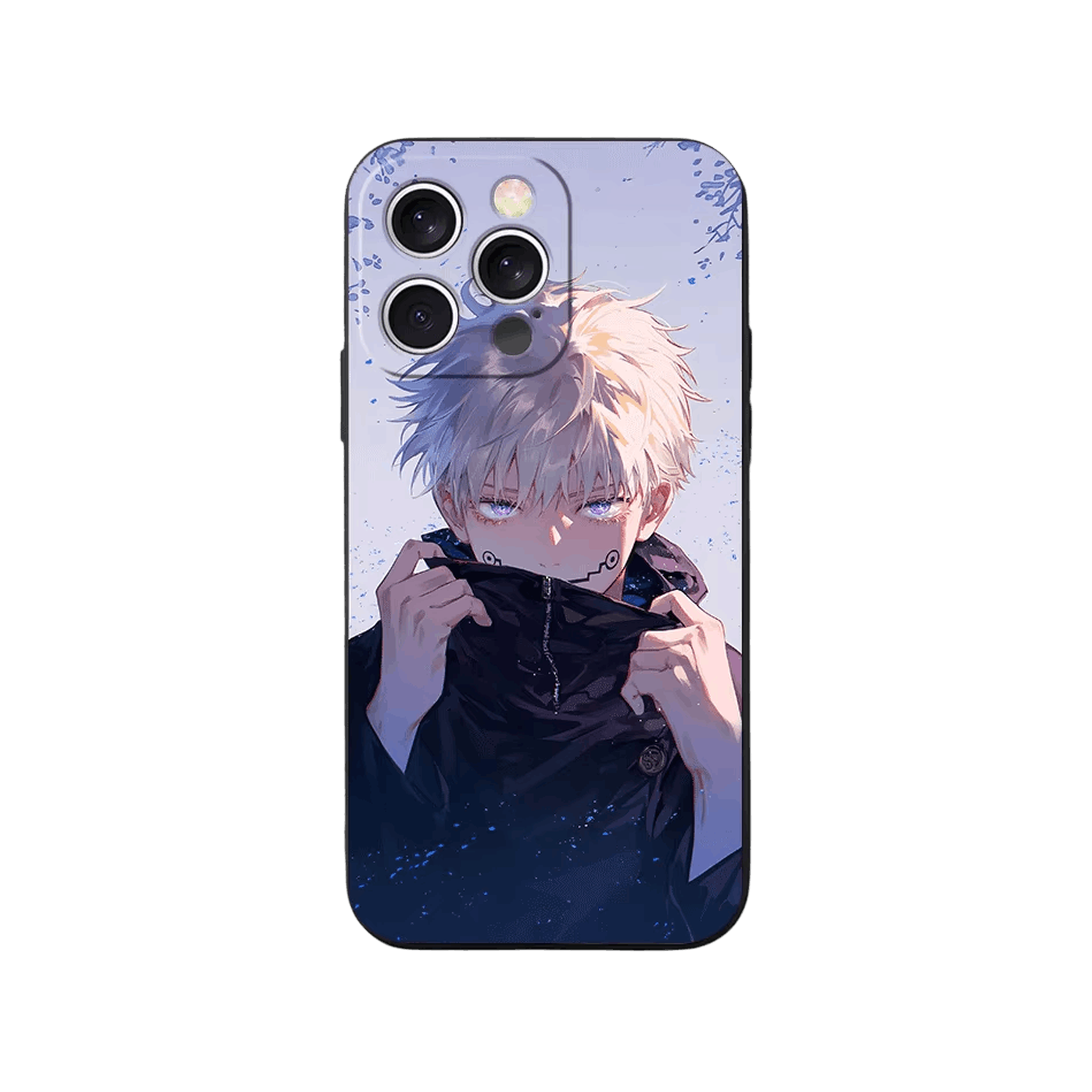 Coque iPhone Jujutsu Kaisen – Inumaki, le Col à Deux Mains, dominante bleu poudré