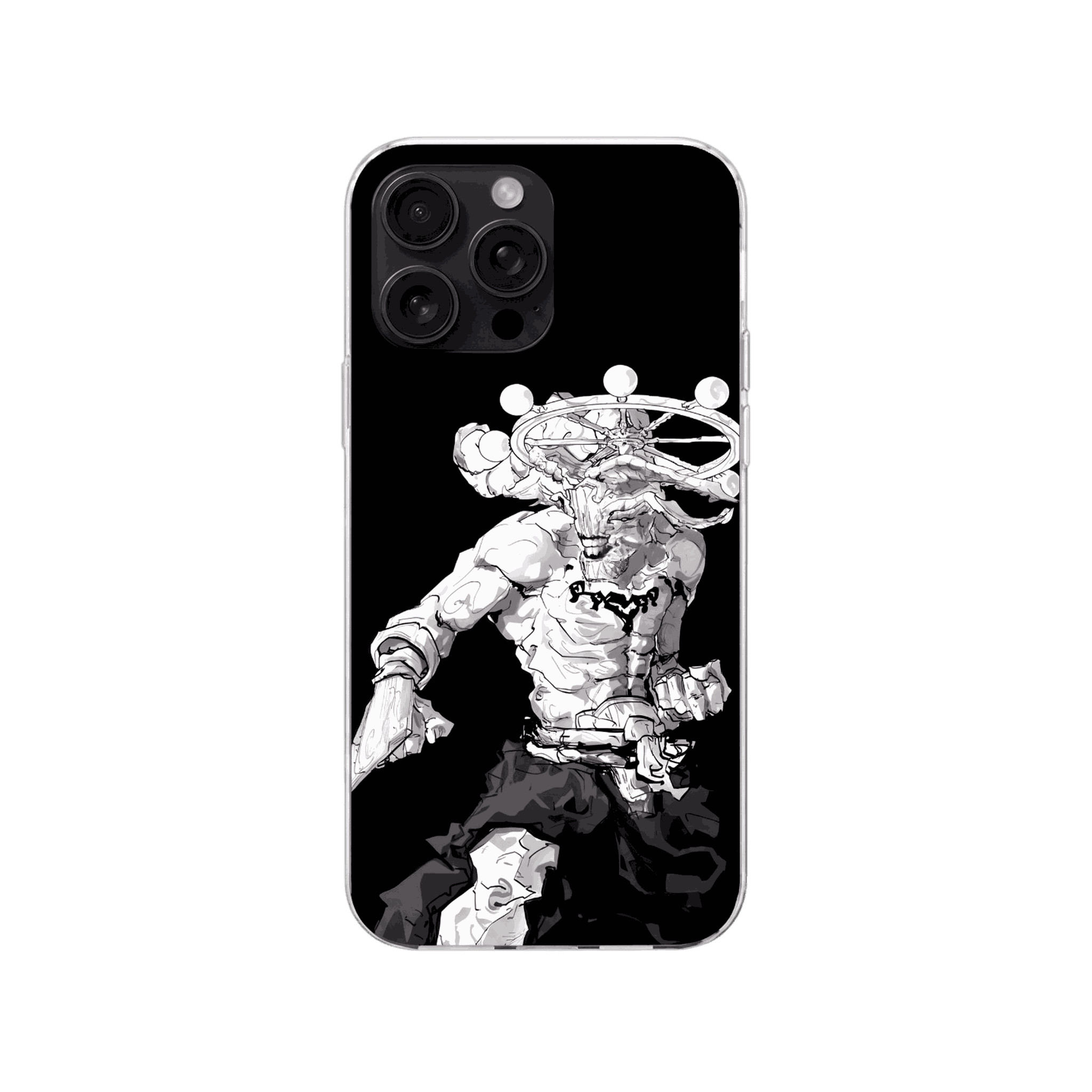 Coque iPhone Jujutsu Kaisen – Mahoraga en Marche, dominante noir et blanc