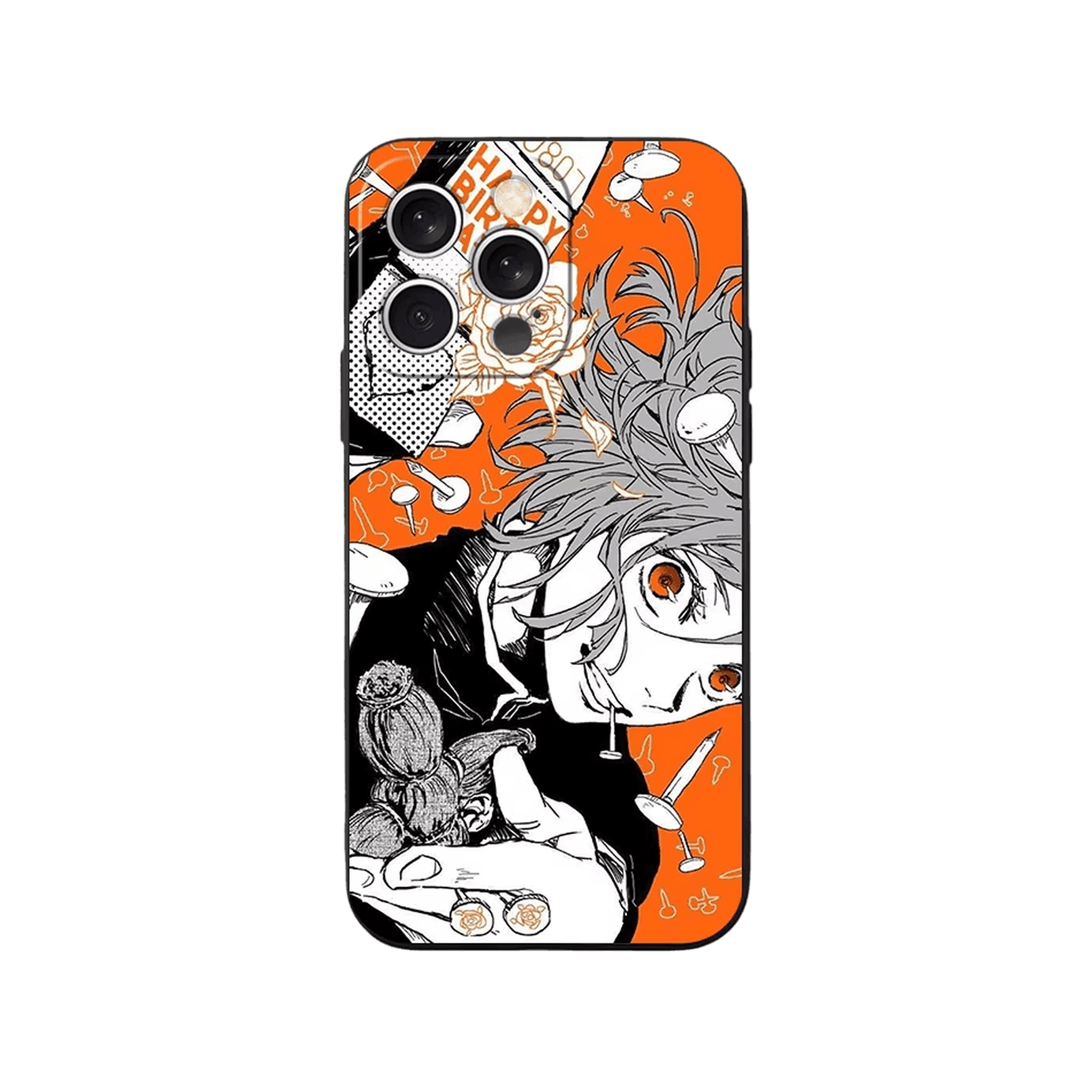 Coque iPhone Jujutsu Kaisen – Nobara, Collage Orange, dominante orange et noir