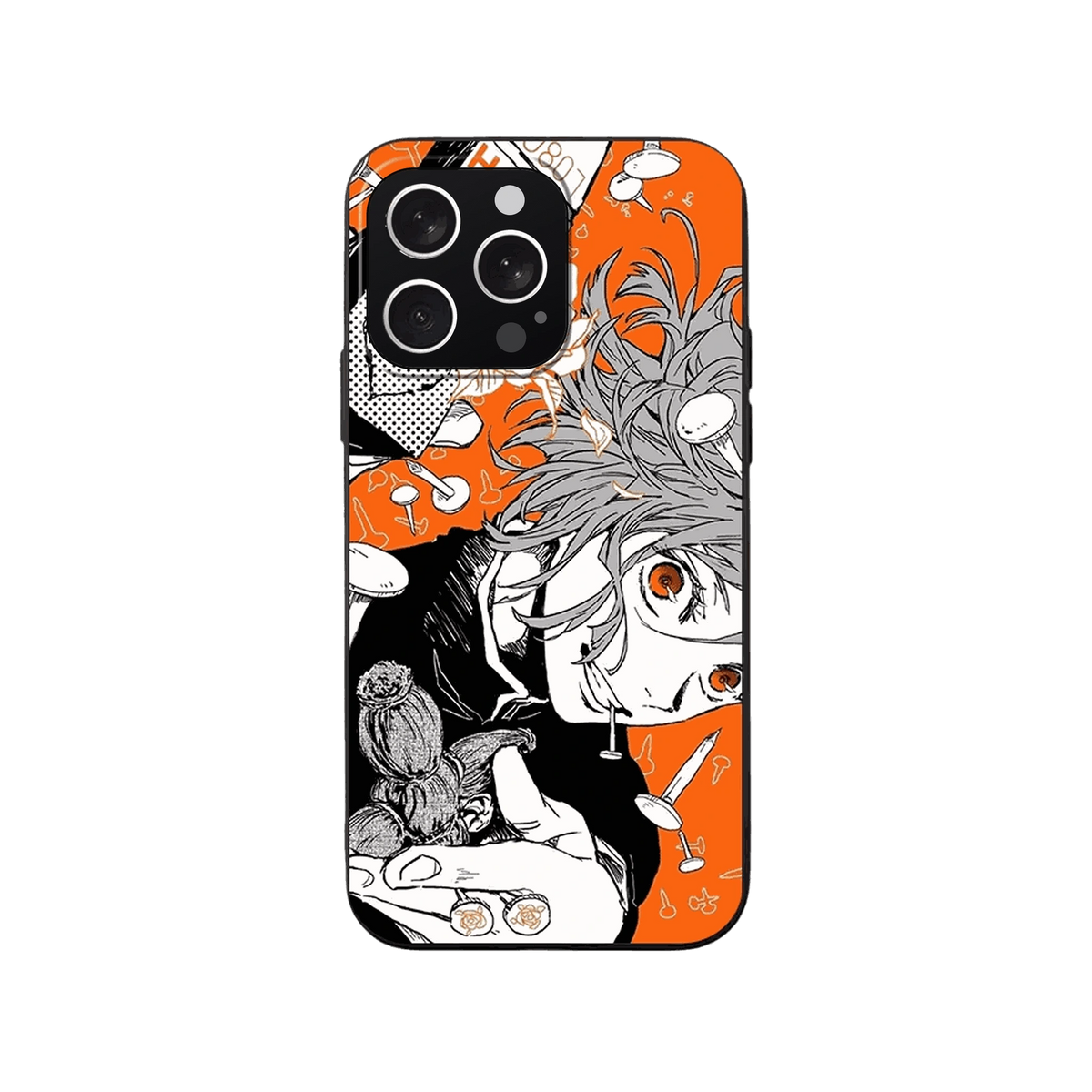 Coque iPhone Jujutsu Kaisen – Nobara, Collage Orange, dominante orange et noir