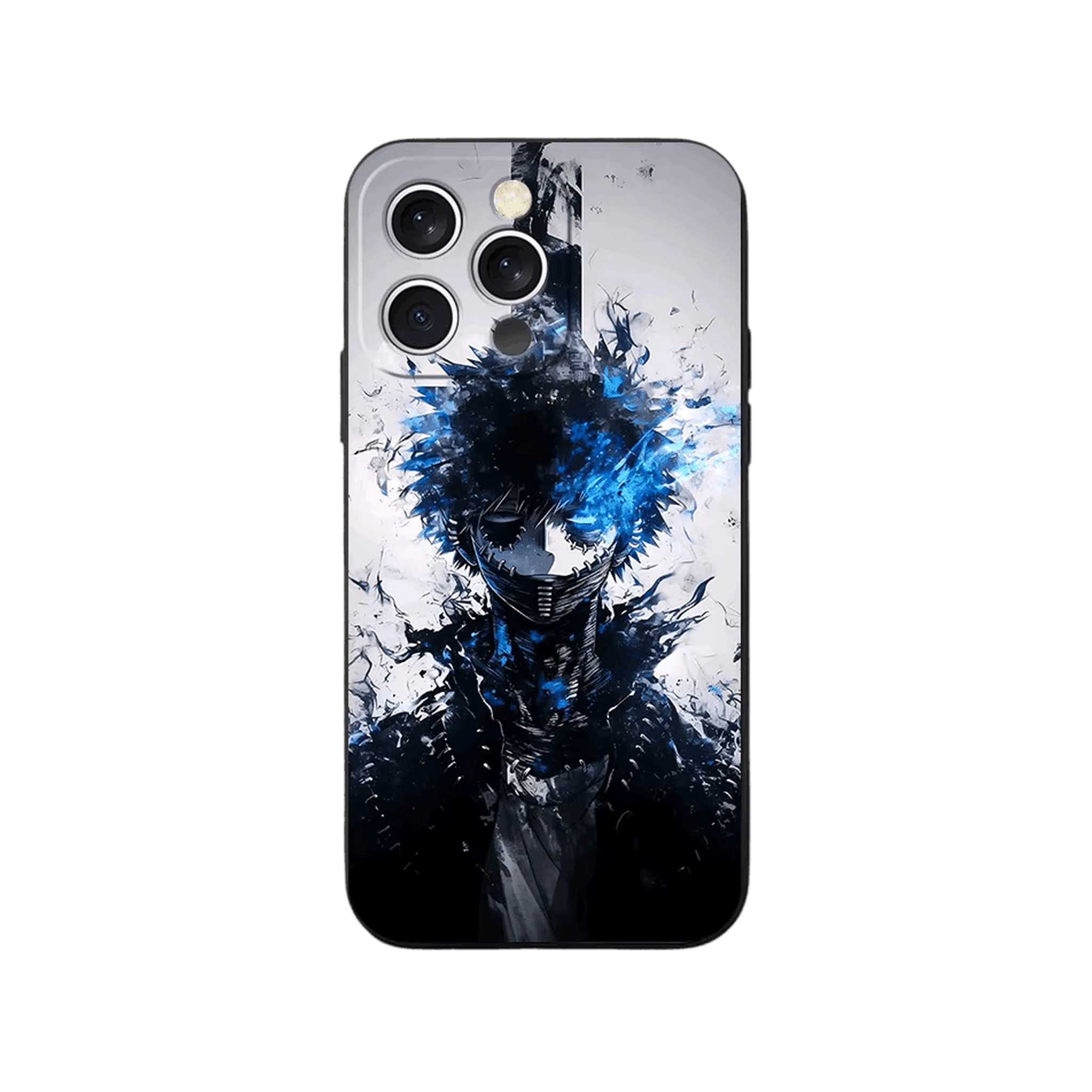Coque iPhone My Hero Academia – Dabi, Encre et Fumée, dominante gris et bleu