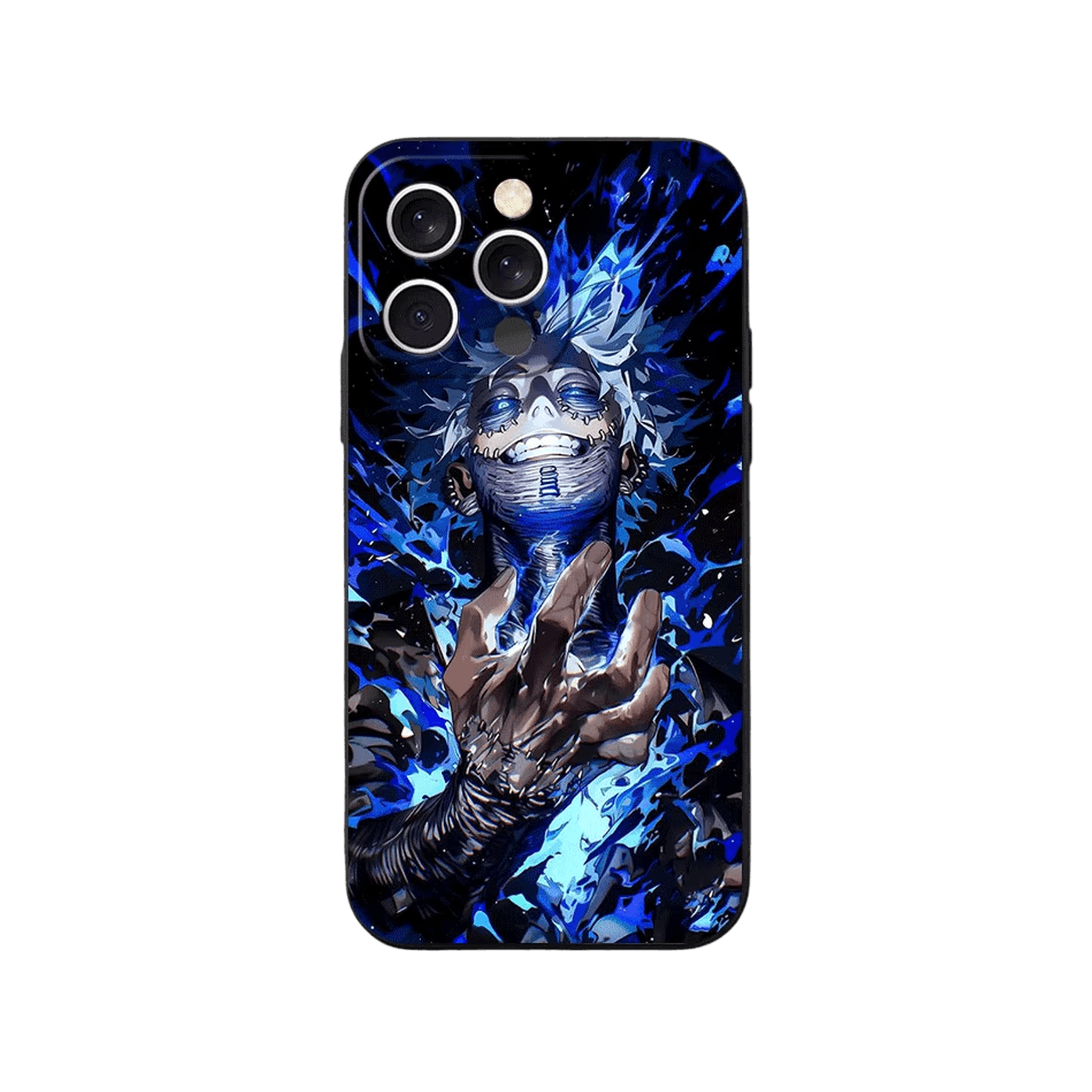 Coque iPhone My Hero Academia – Dabi, Flammes Bleues, dominante bleu électrique