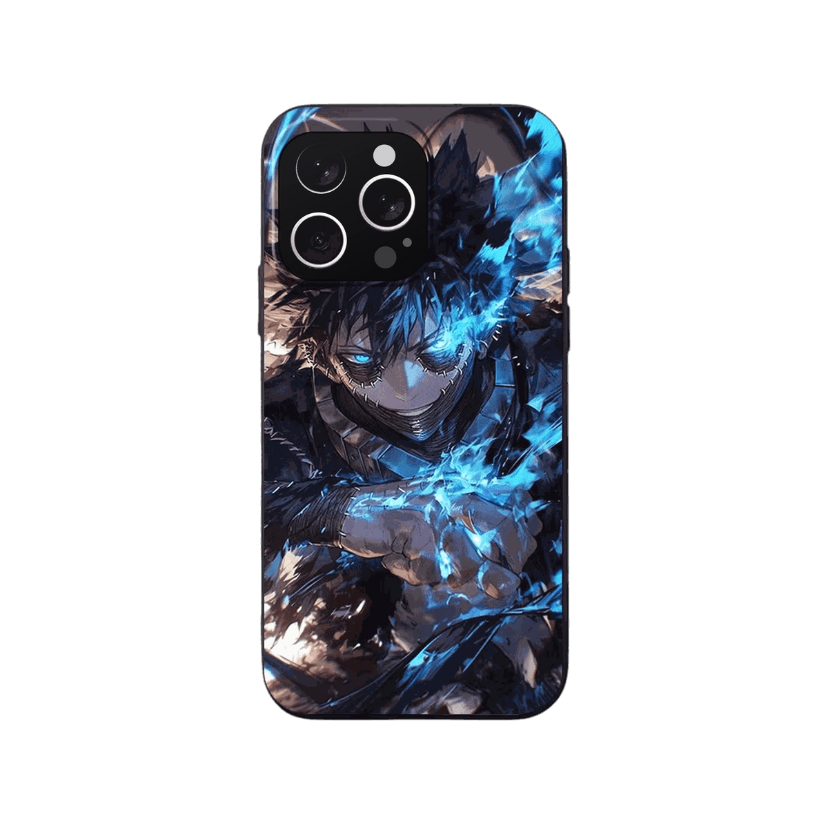 Coque iPhone My Hero Academia – Dabi, Poing Bleu, dominante bleu et brun