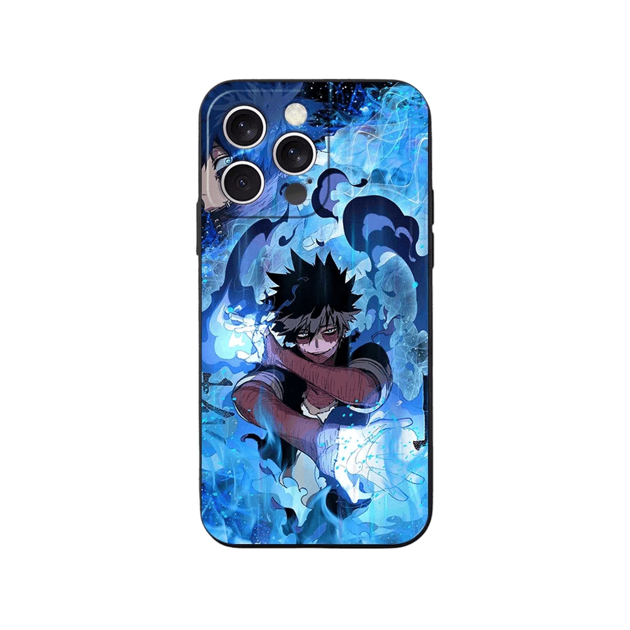 Coque iPhone My Hero Academia – Dabi, Volutes Bleues, dominante bleu ciel