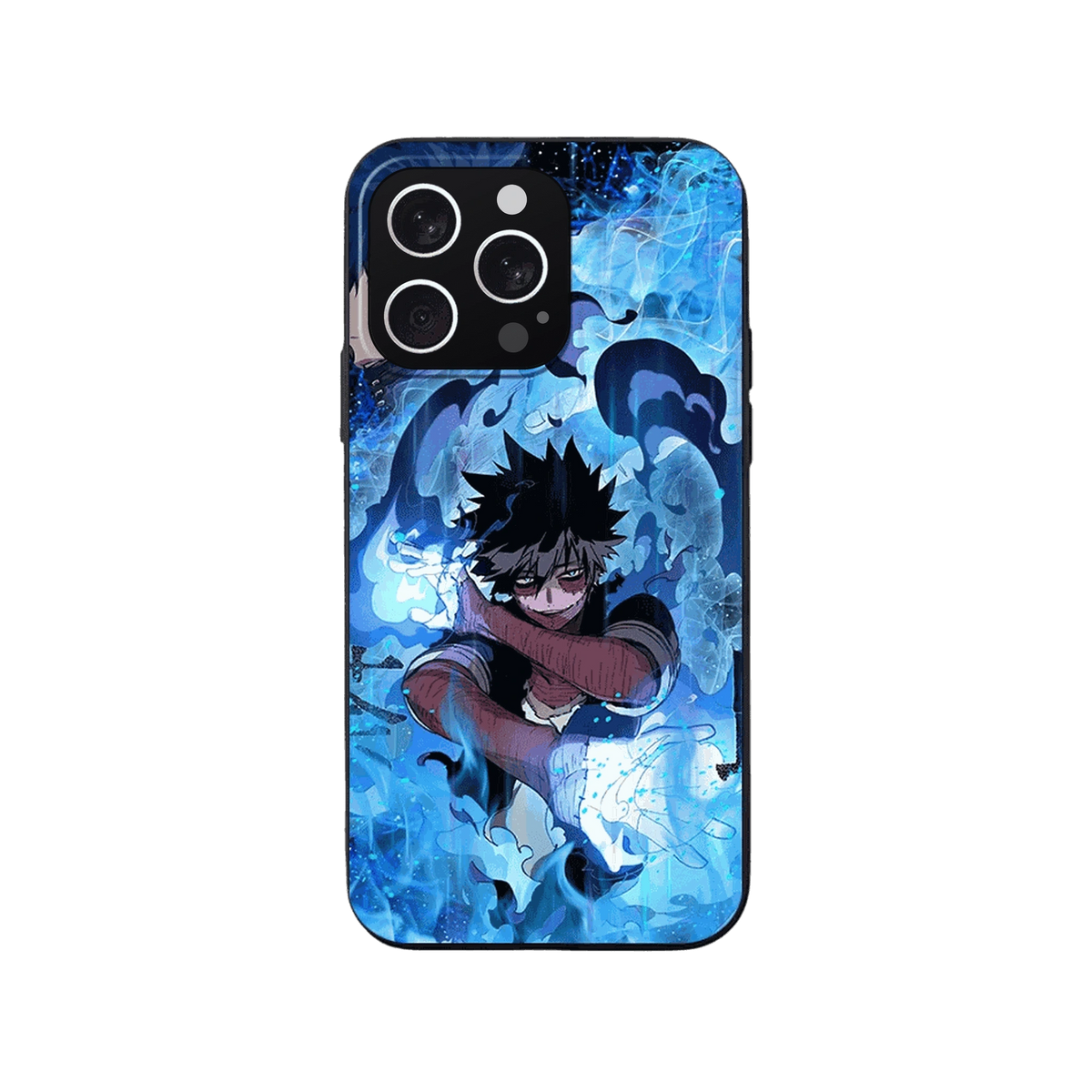 Coque iPhone My Hero Academia – Dabi, Volutes Bleues, dominante bleu ciel