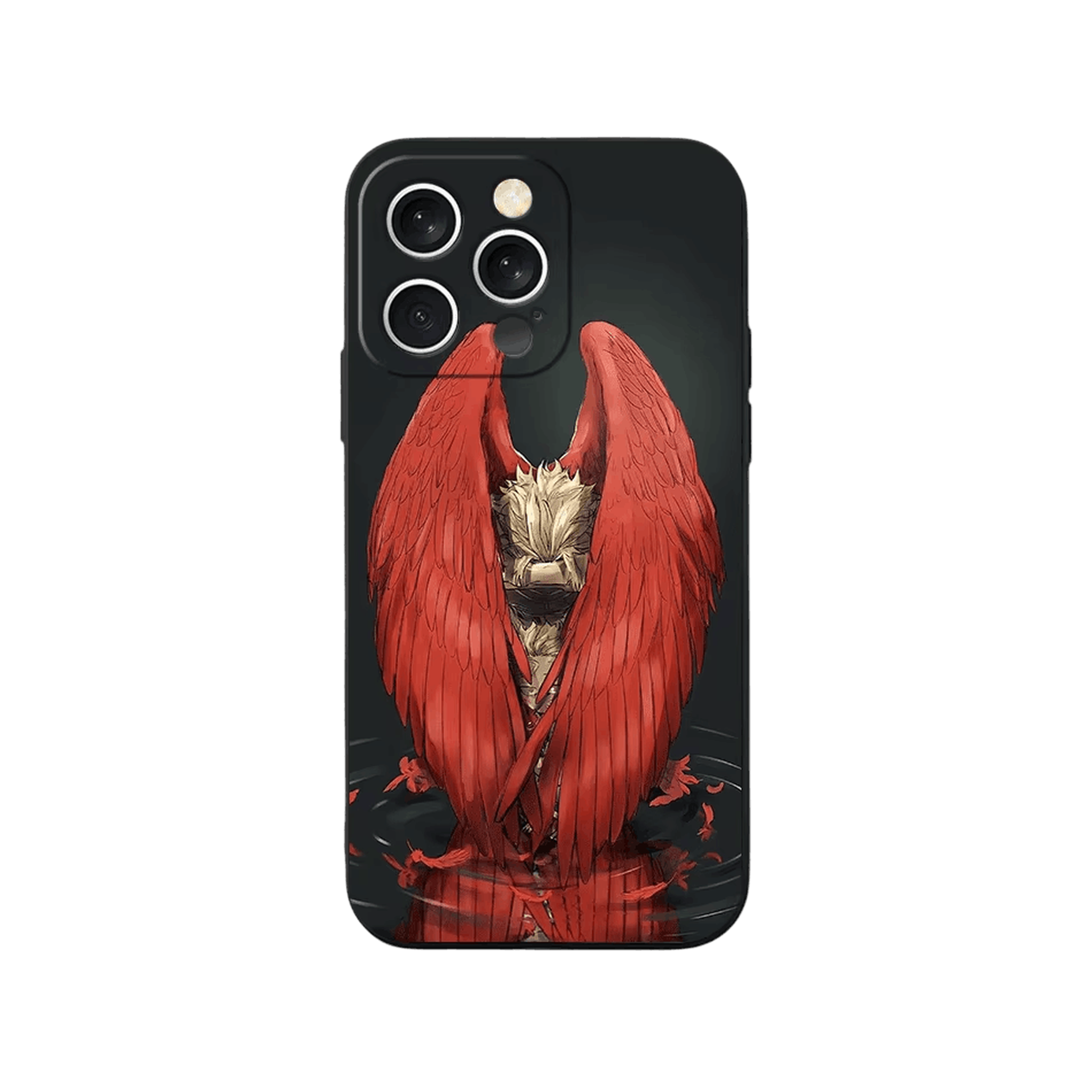Coque iPhone My Hero Academia – Hawks, Ailes Refermées, dominante noir et rouge