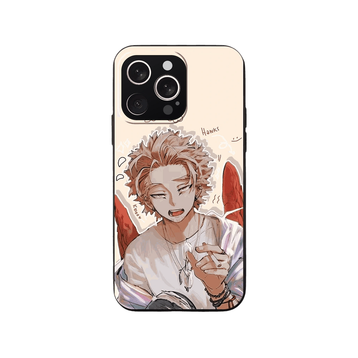 Coque iPhone My Hero Academia – Hawks, Carnet de Croquis, dominante crème et orange