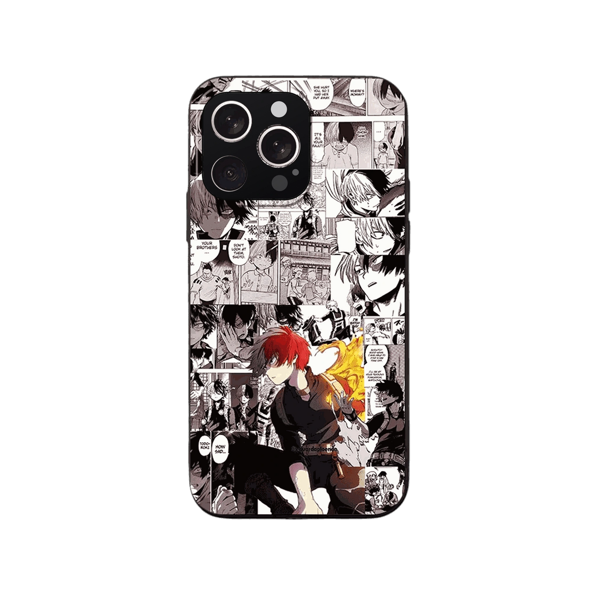 Coque iPhone My Hero Academia – Todoroki, Mur de Planches, dominante sépia