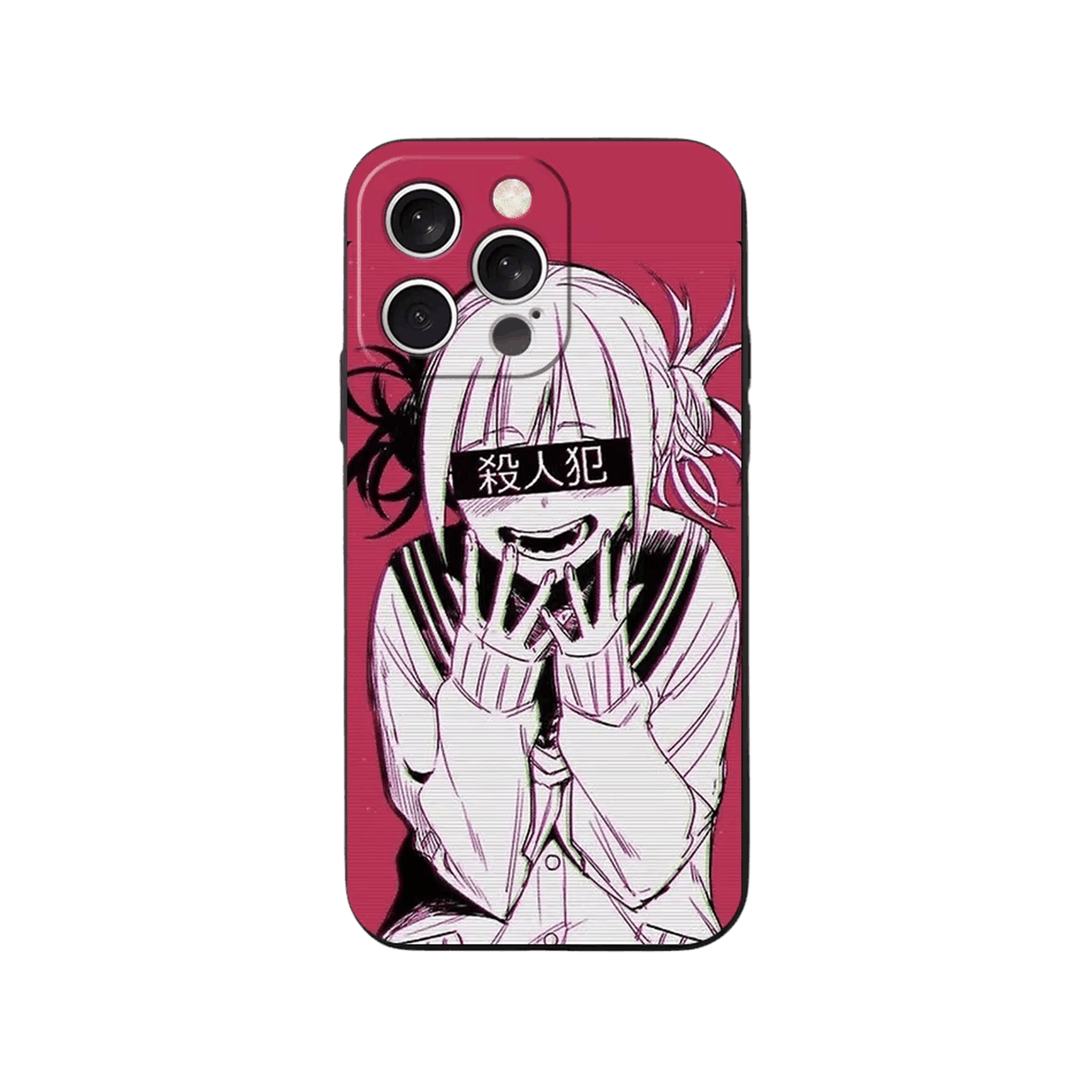Coque iPhone My Hero Academia – Himiko Toga, Bandeau Noir, dominante rose framboise
