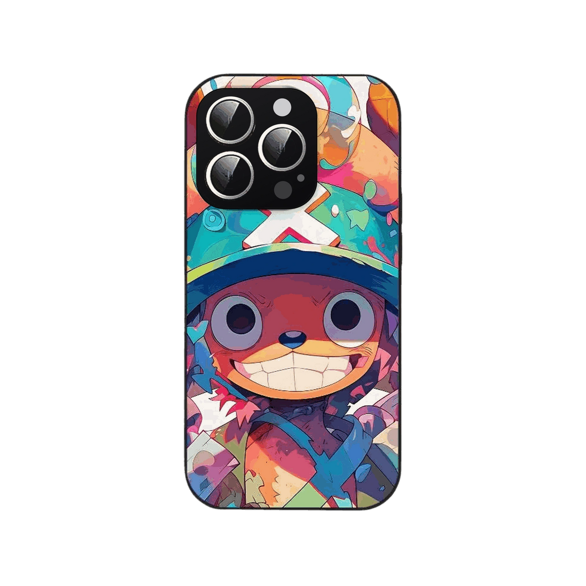 Coque iPhone One Piece illustrant Tony Tony Chopper en traitement pop art aux couleurs saturées