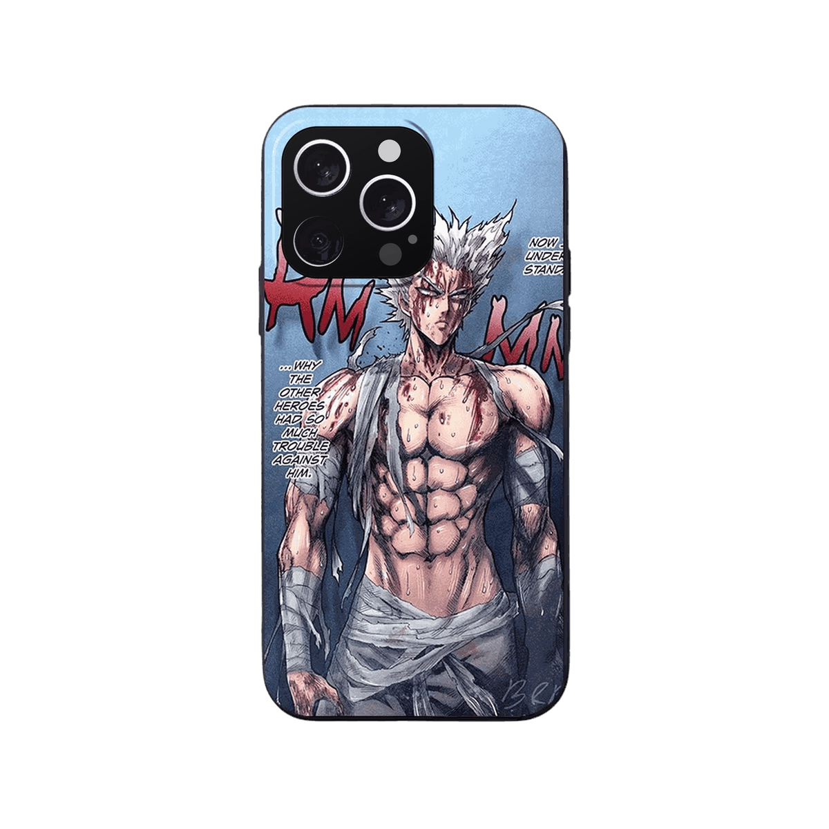 Coque iPhone One Punch Man – Garou, Planche Bleue, dominante bleu clair