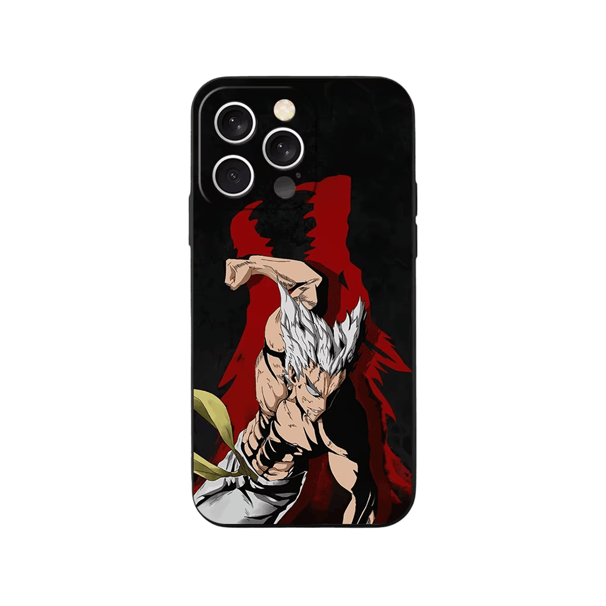 Coque iPhone One Punch Man – Garou, Silhouette Rouge, dominante rouge et noir