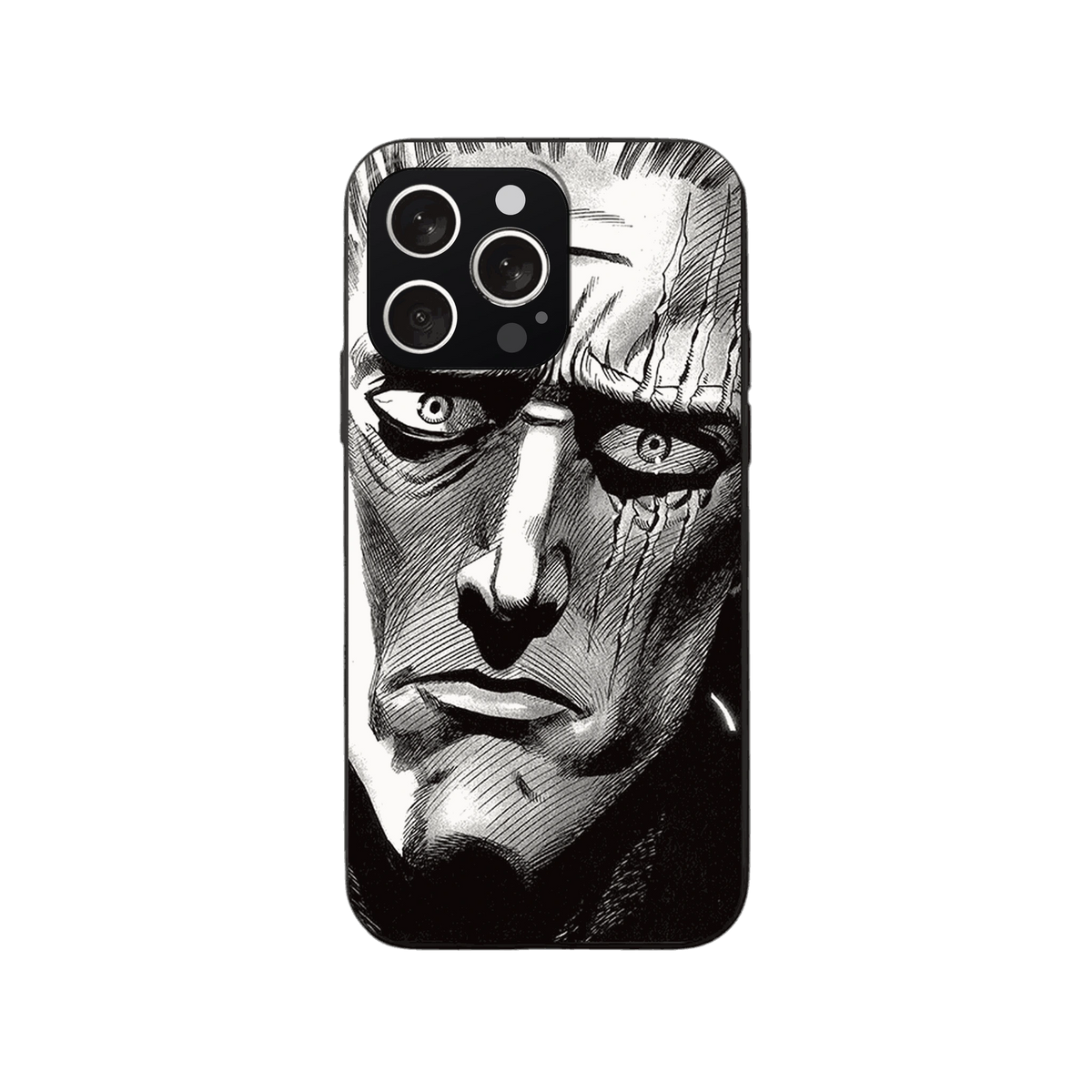 Coque iPhone One Punch Man – King, Portrait à l'Encre, dominante noir et blanc