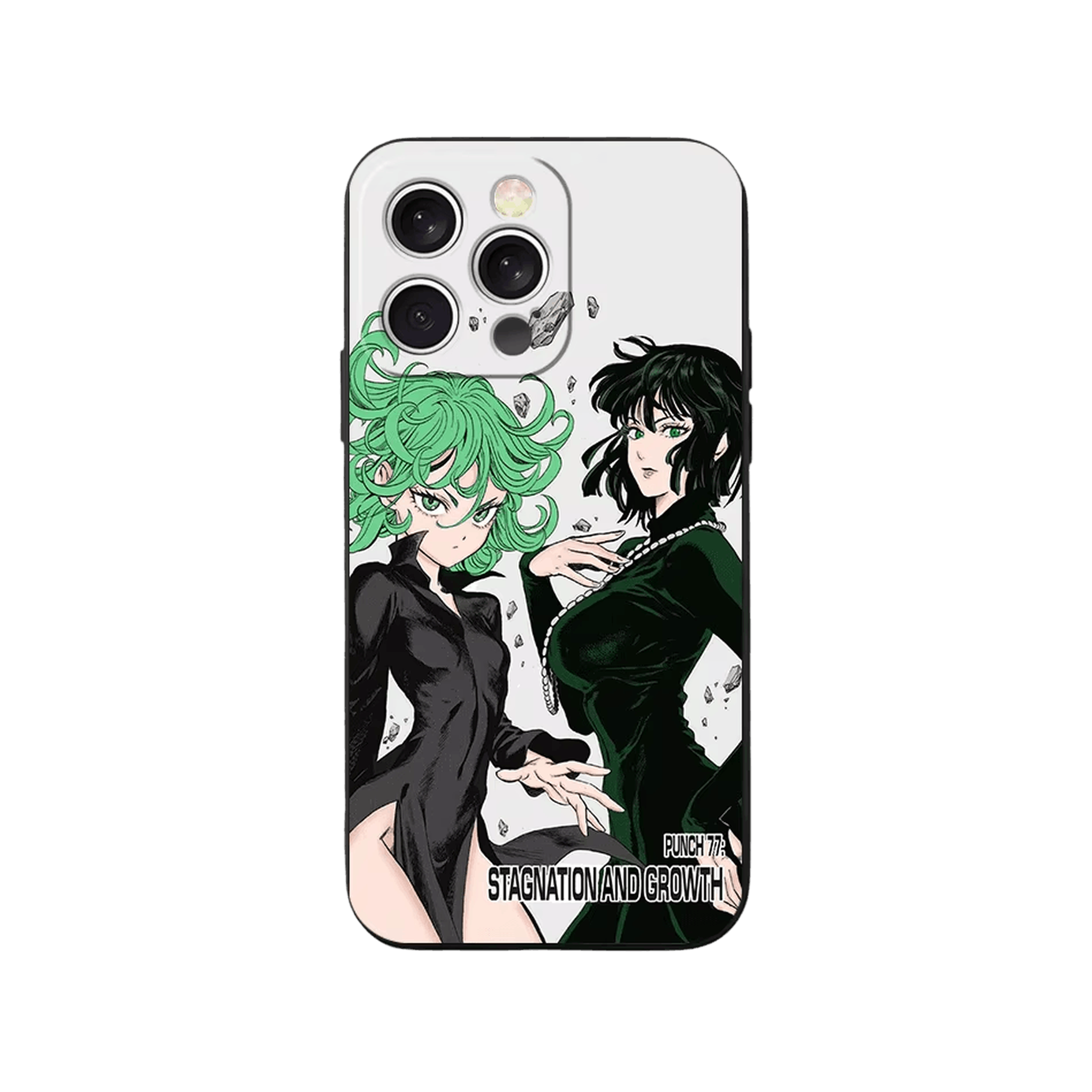Coque iPhone One Punch Man – Tatsumaki et Fubuki, Planche 77, dominante blanc et vert