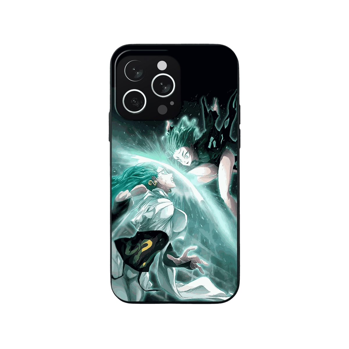 Coque iPhone One Punch Man – Tatsumaki, Souffle Turquoise, dominante turquoise et noir