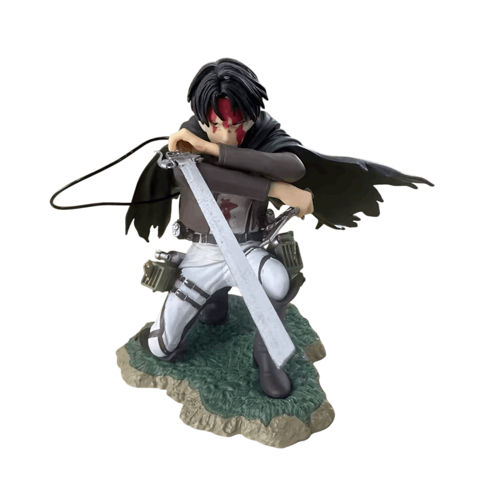 Figurine Levi Ackerman blessé un genou à terre lame en garde - Attaque des Titans