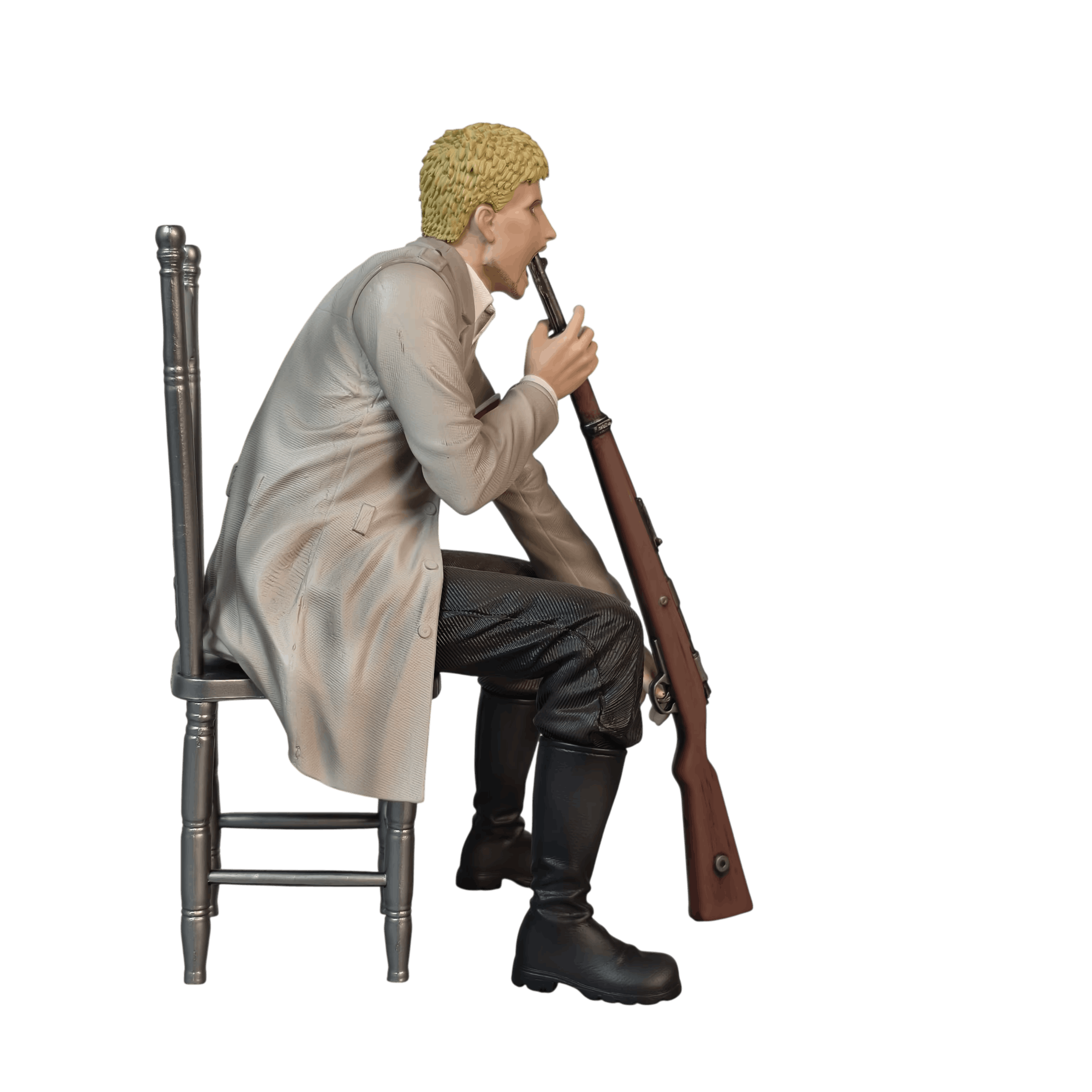 Figurine Reiner Braun vue de profil brassard rouge - Attaque des Titans