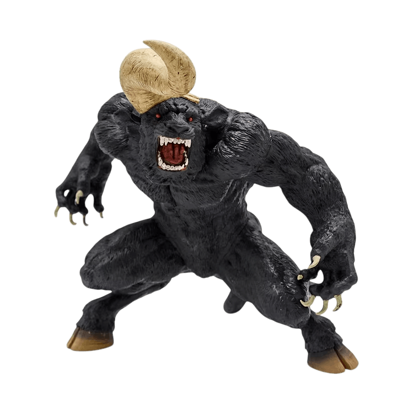 Figurine Nosferatu Zodd détourée sur fond noir, posture ramassée, griffes et sabots ivoire