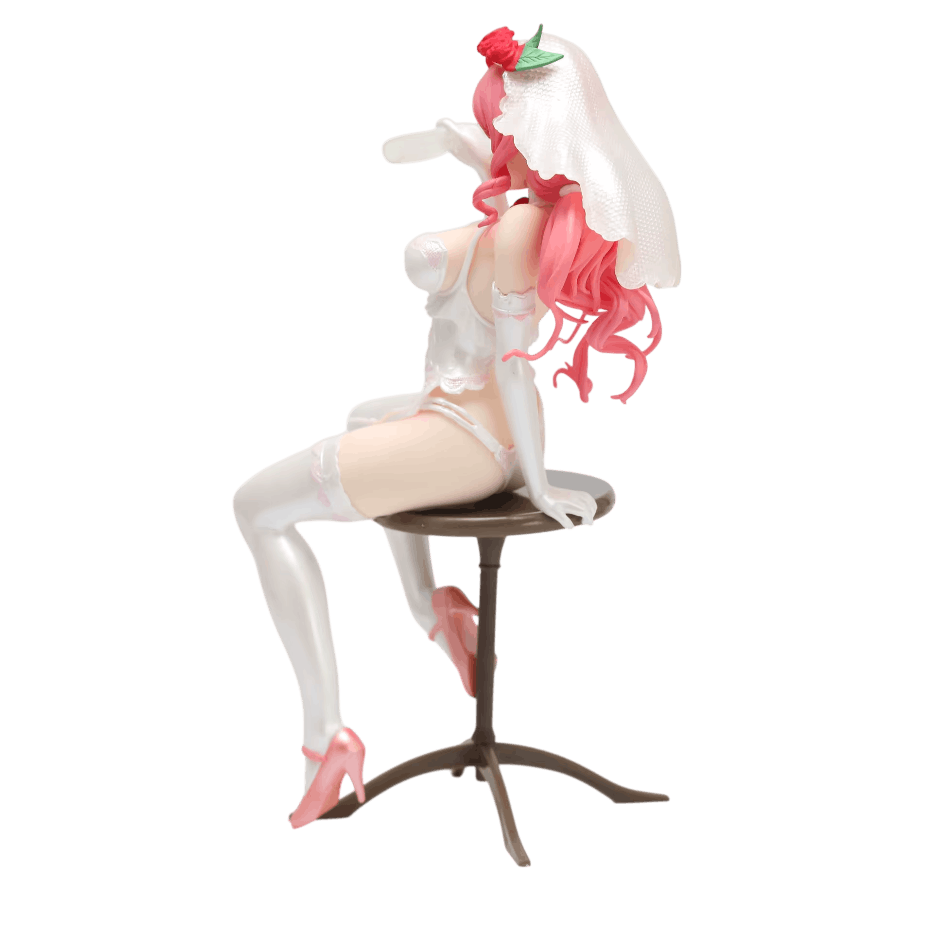 Figurine bishoujo mariée au voile de roses - profil