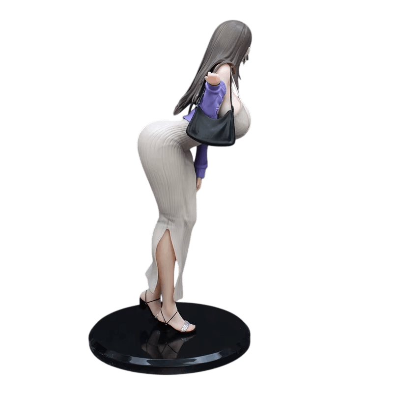 Figurine bishoujo en robe longue - profil et sac