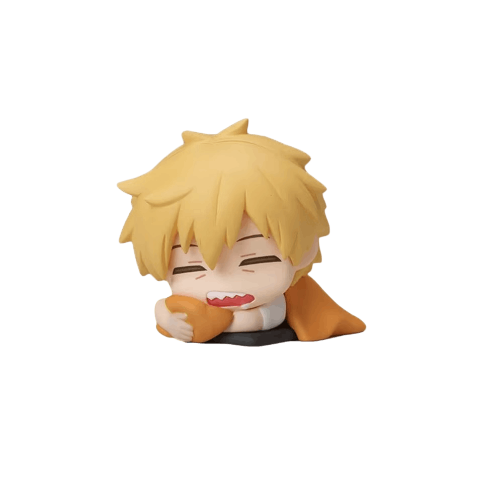 Figurine chibi Denji de Chainsaw Man allongé sur le ventre - face