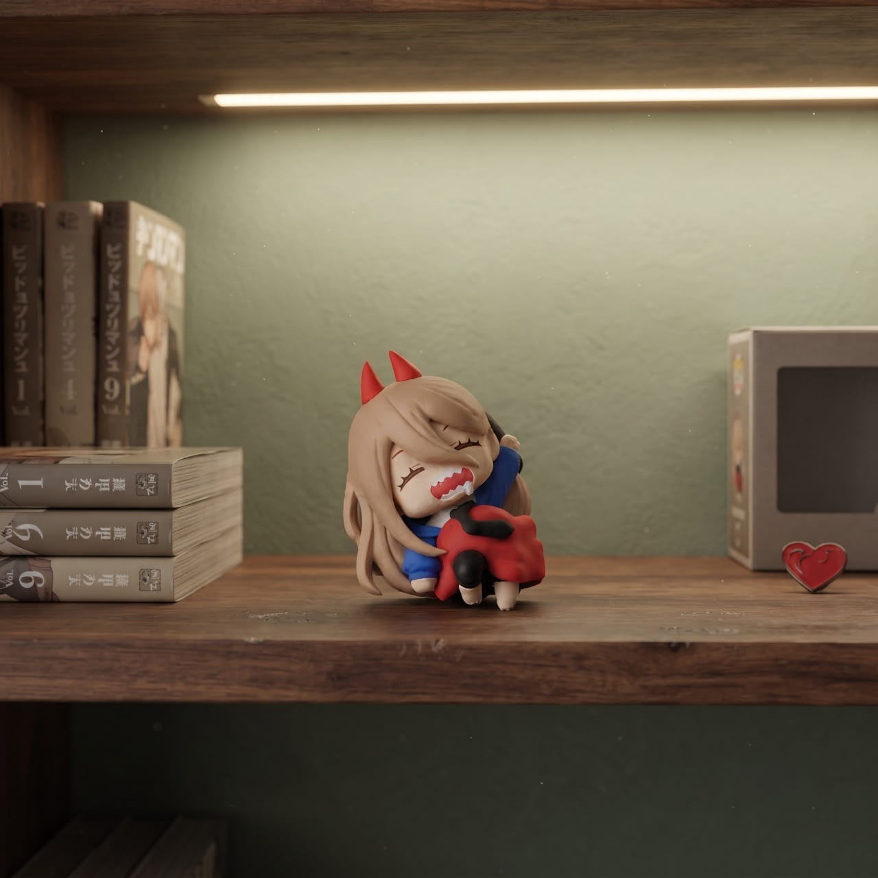 Figurine chibi Power exposée sur une étagère (décor non inclus)
