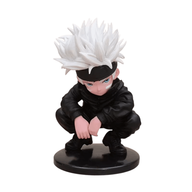 Figurine chibi Gojo Satoru accroupi yeux révélés