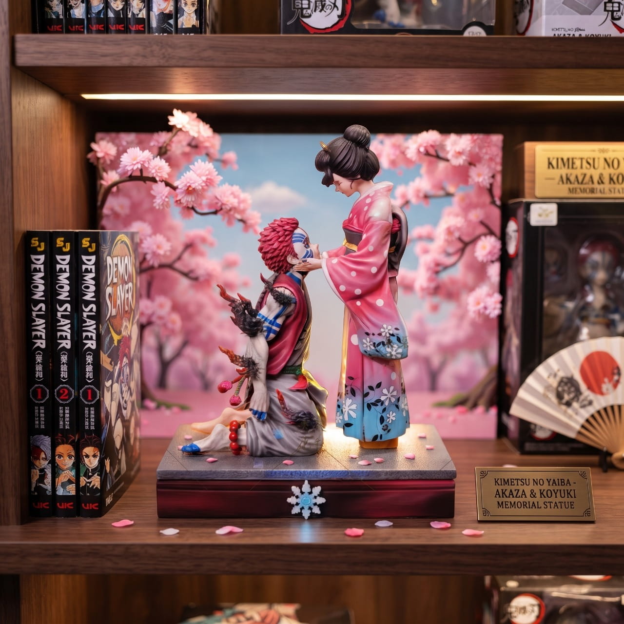 Diorama Akaza et Koyuki Demon Slayer - exposee sur une etagere (decor non inclus)