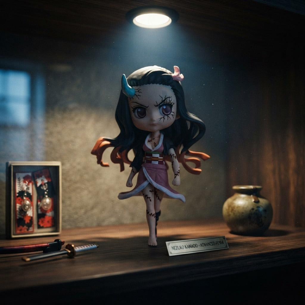Figurine Nezuko Kamado exposée sur une étagère (décor non inclus)