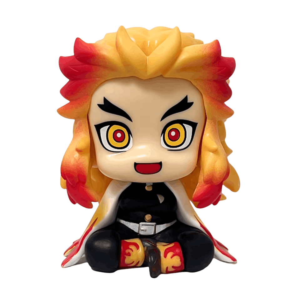 Figurine chibi Demon Slayer Rengoku Kyojuro assis - face