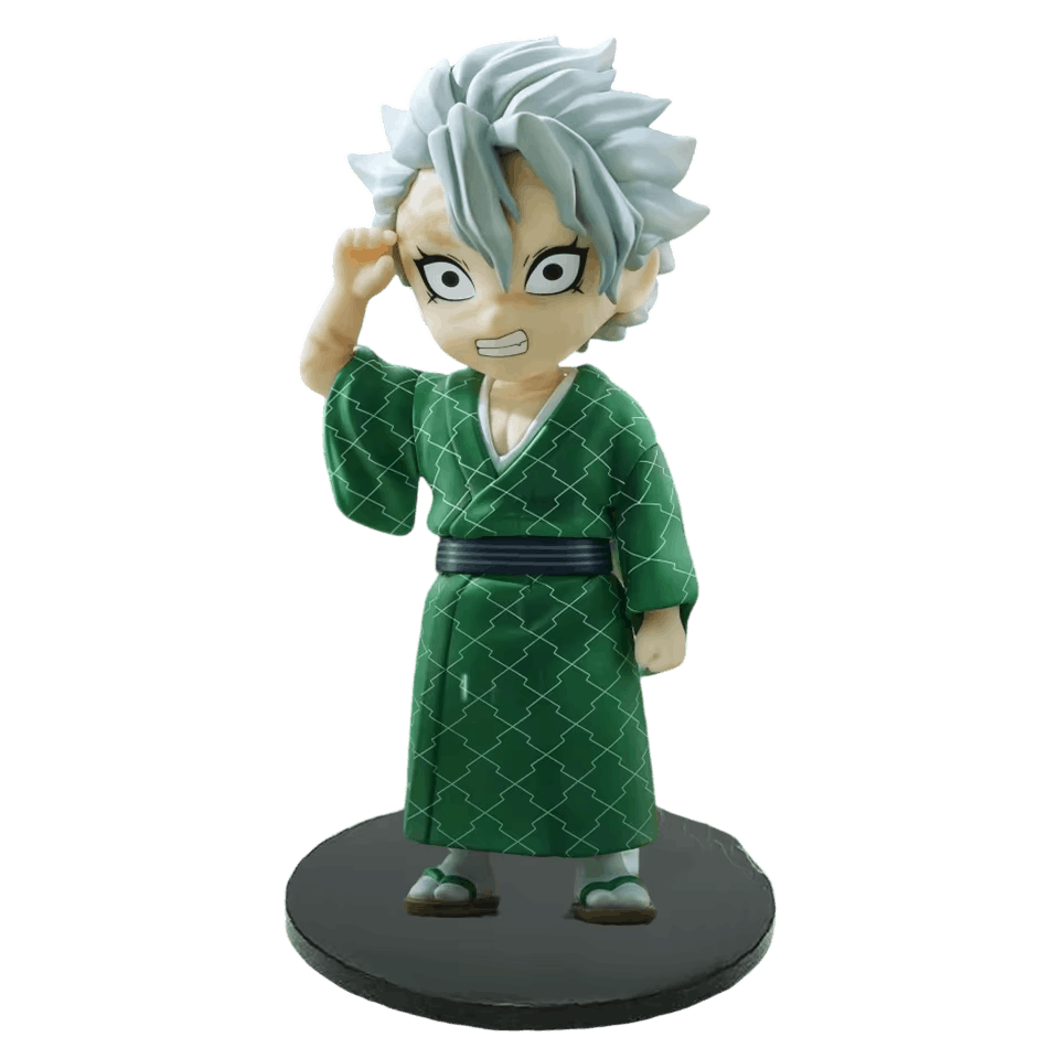 Figurine Demon Slayer Sanemi Shinazugawa en yukata vert - face