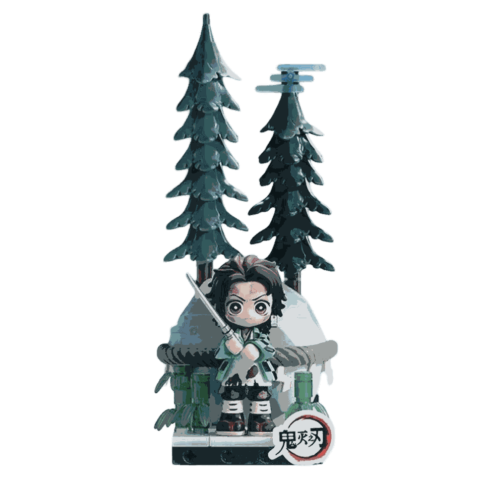 Figurine chibi Tanjiro Kamado vue de face — lame tirée — Demon Slayer, PVC peint