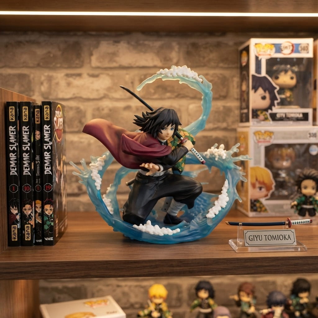 Figurine Tomioka Giyu Souffle de l'Eau - exposee sur une etagere (decor non inclus)