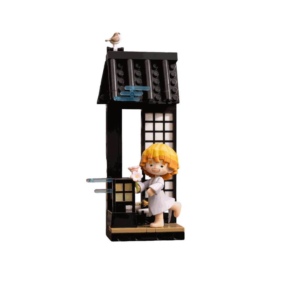 Figurine chibi Zenitsu Agatsuma vue de face — cheveux blond orangé — Demon Slayer, PVC peint