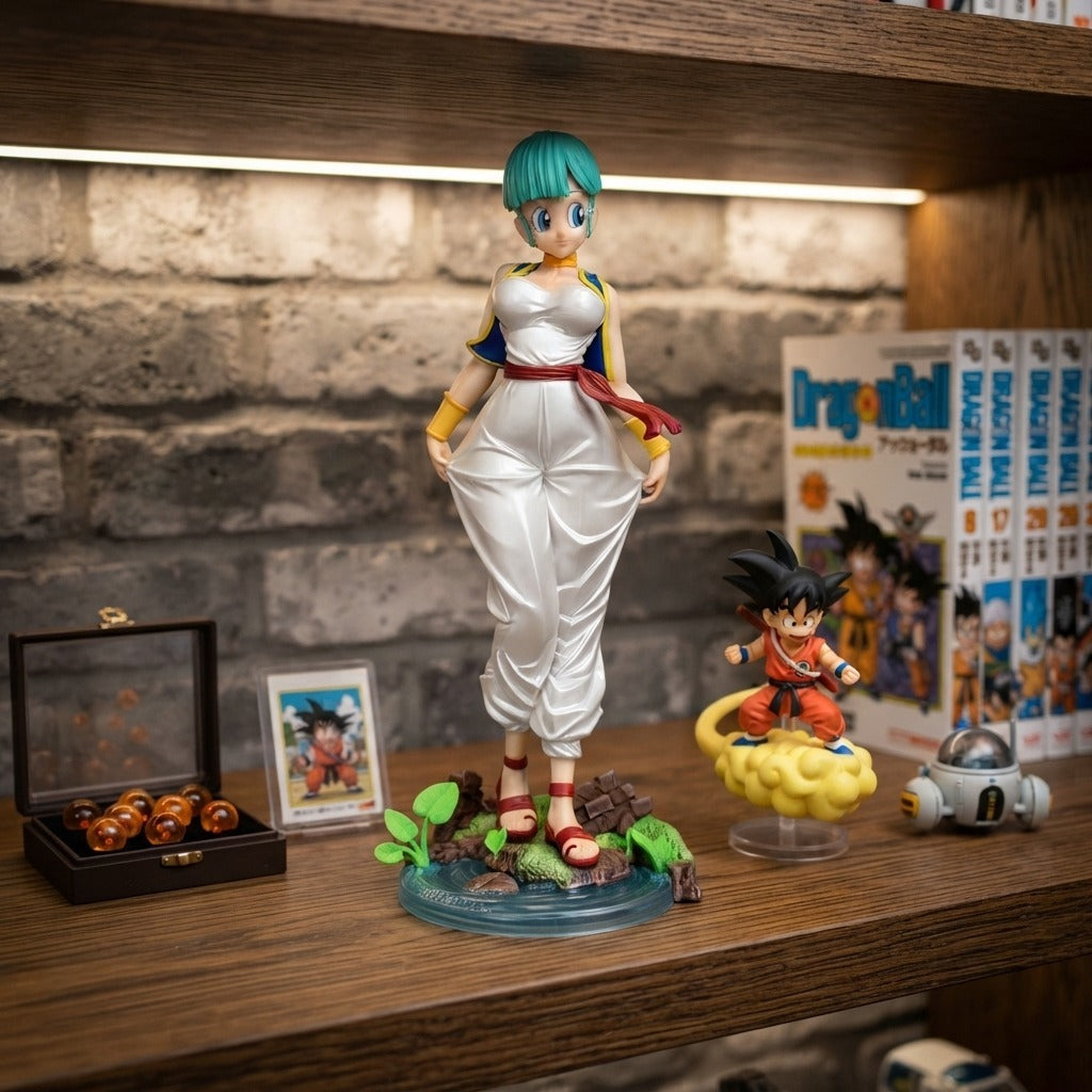 Figurine Bulma Dragon Ball - exposee sur une etagere (decor non inclus)