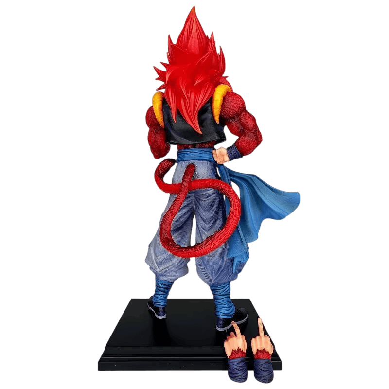 Figurine Gogeta Super Saiyan 4 (Dragon Ball), 34 cm, socle large pour compenser la chevelure très haute — détourée, vue sans décor.