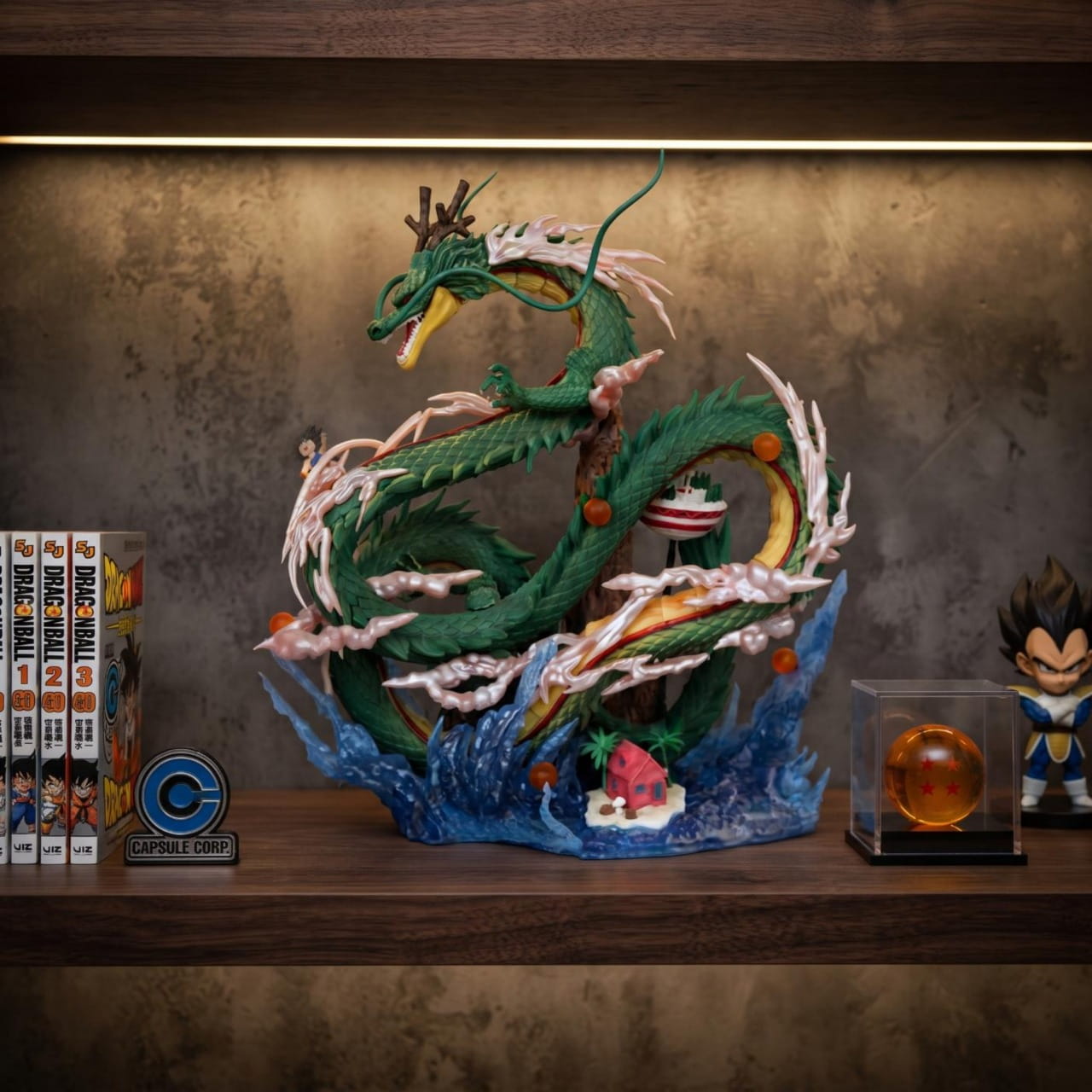Figurine Shenron fleurs de cerisier Dragon Ball - exposee sur une etagere (decor non inclus)