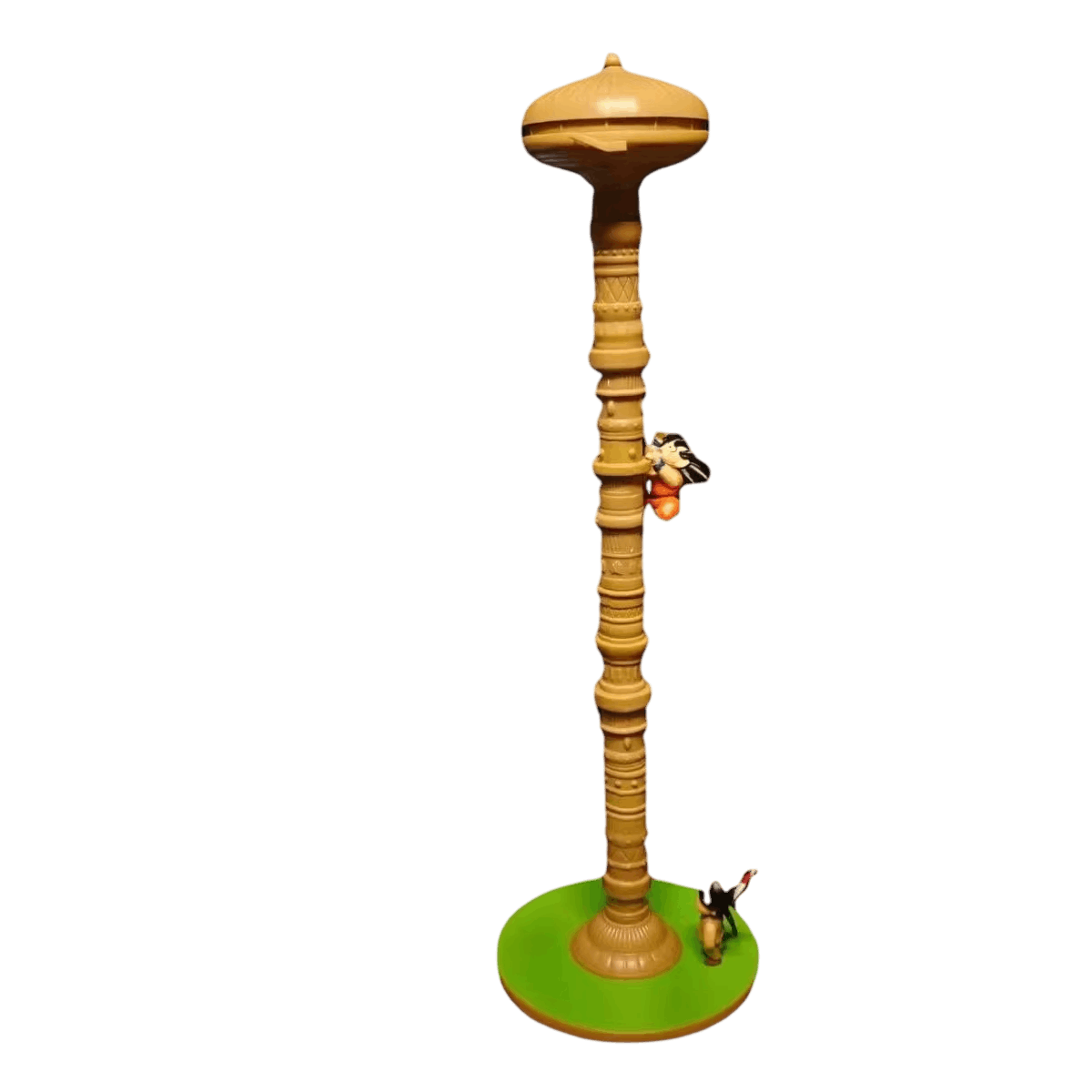 Figurine de la Tour de Karin détourée sur fond noir, vue d'ensemble avec Goku enfant et Upa