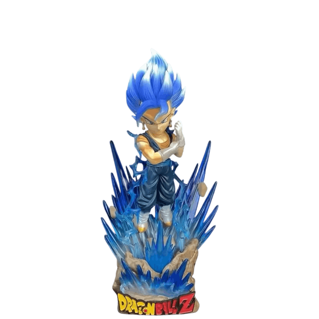 Figurine Dragon Ball Vegetto Super Saiyan Blue sur cristaux d'énergie - face