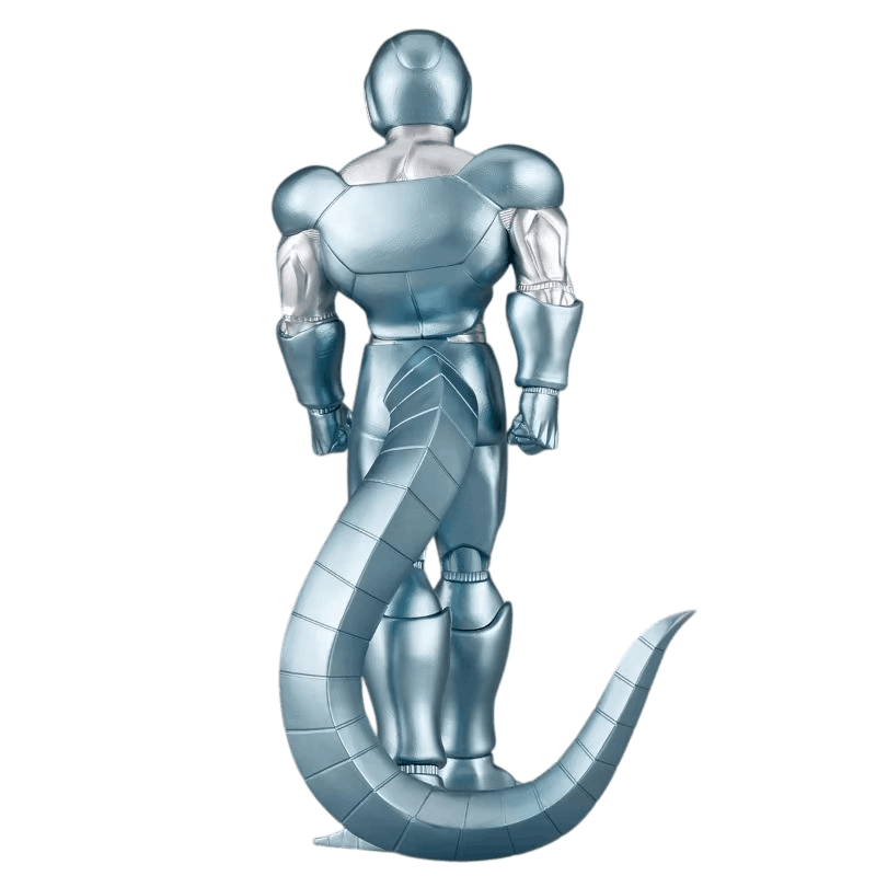 Figurine Metal Cooler Dragon Ball Z de dos : dos cuirassé et longue queue segmentée argentée