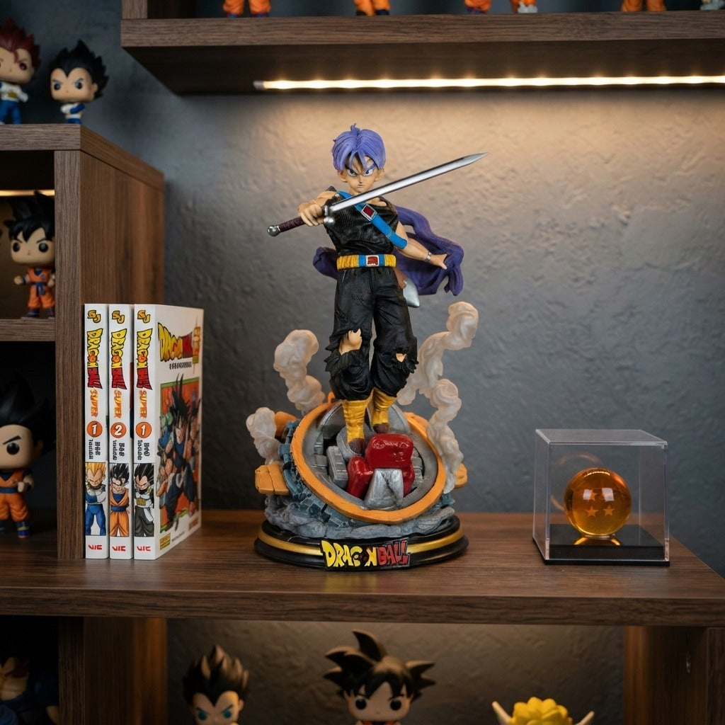 Figurine Trunks epeiste Dragon Ball Z - exposee sur une etagere (decor non inclus)