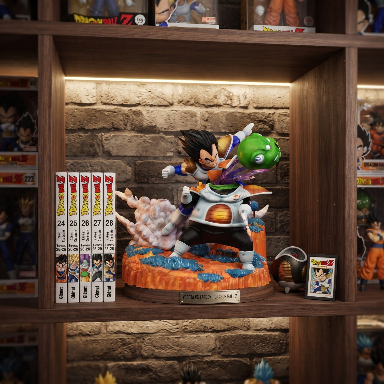 Figurine Vegeta vs Guldo Dragon Ball Z - exposee sur une etagere (decor non inclus)