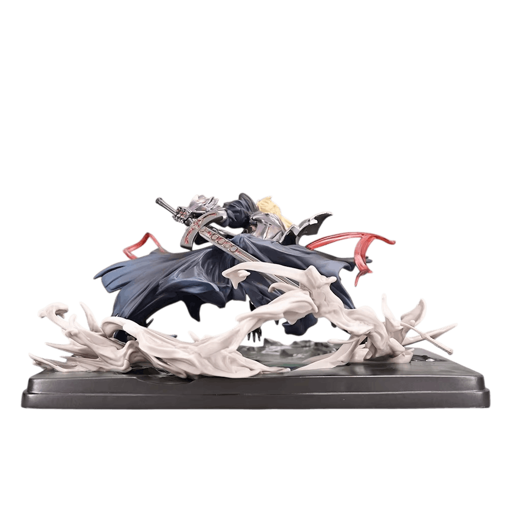 Fate Saber Alter diorama 15 cm rear three-quarter view: rectangular base with a moulded edge and matt white branches
