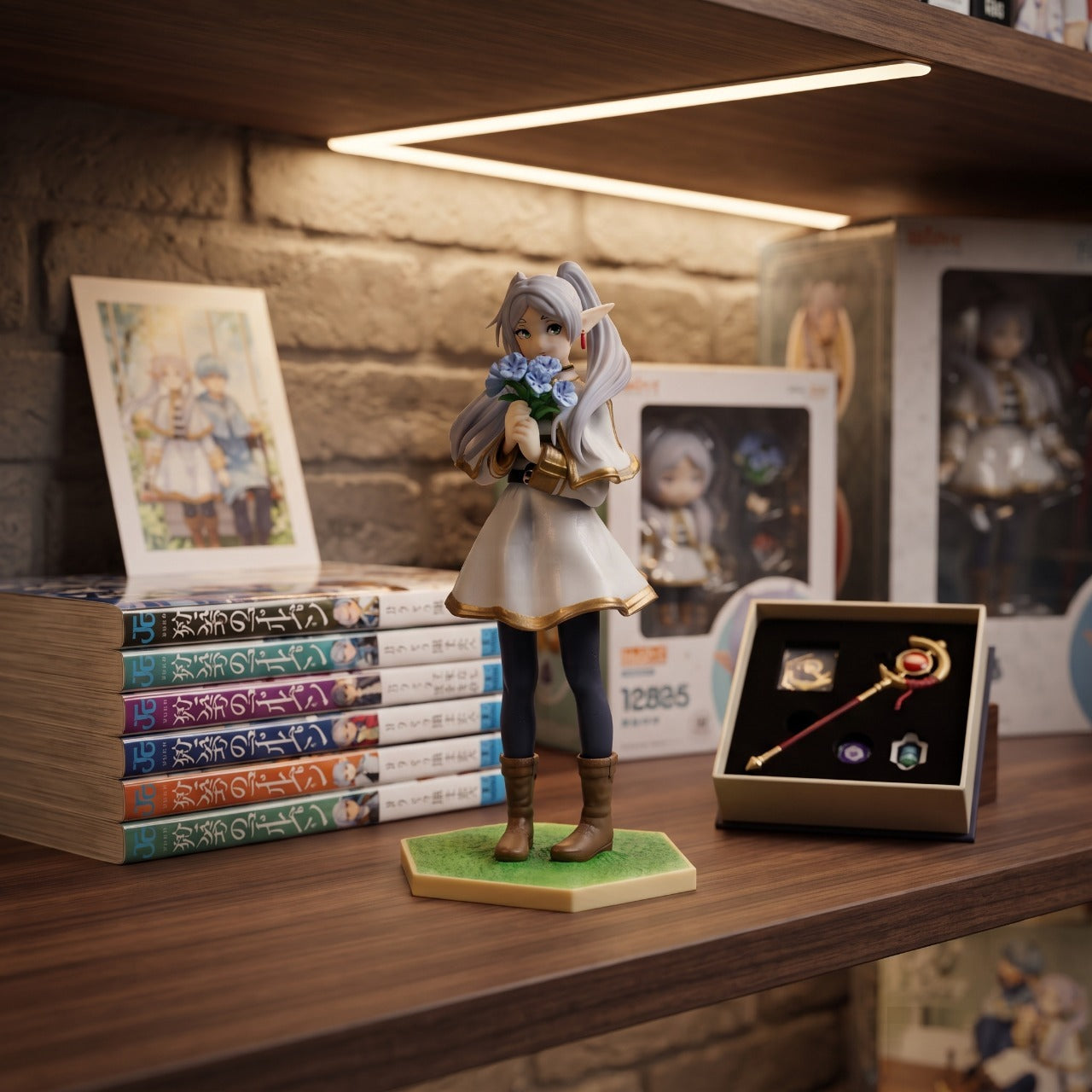 Figurine Frieren bouquet de fleurs Sousou no Frieren - exposee sur une etagere (decor non inclus)