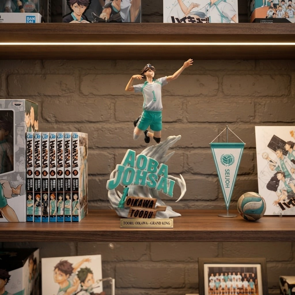 Figurine Oikawa Tooru Haikyû!! exposée sur une étagère (décor non inclus)