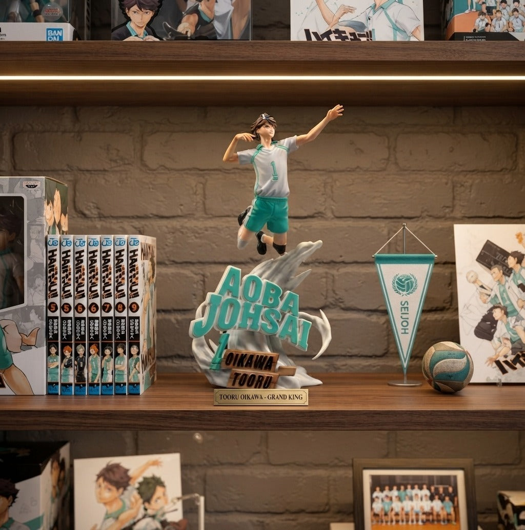 Figurine Oikawa Tooru Haikyû!! exposée sur une étagère (décor non inclus)