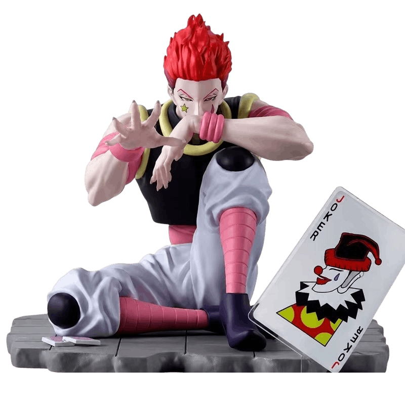 Figurine Hisoka assis avec sa carte Joker géante vue de face - Hunter x Hunter