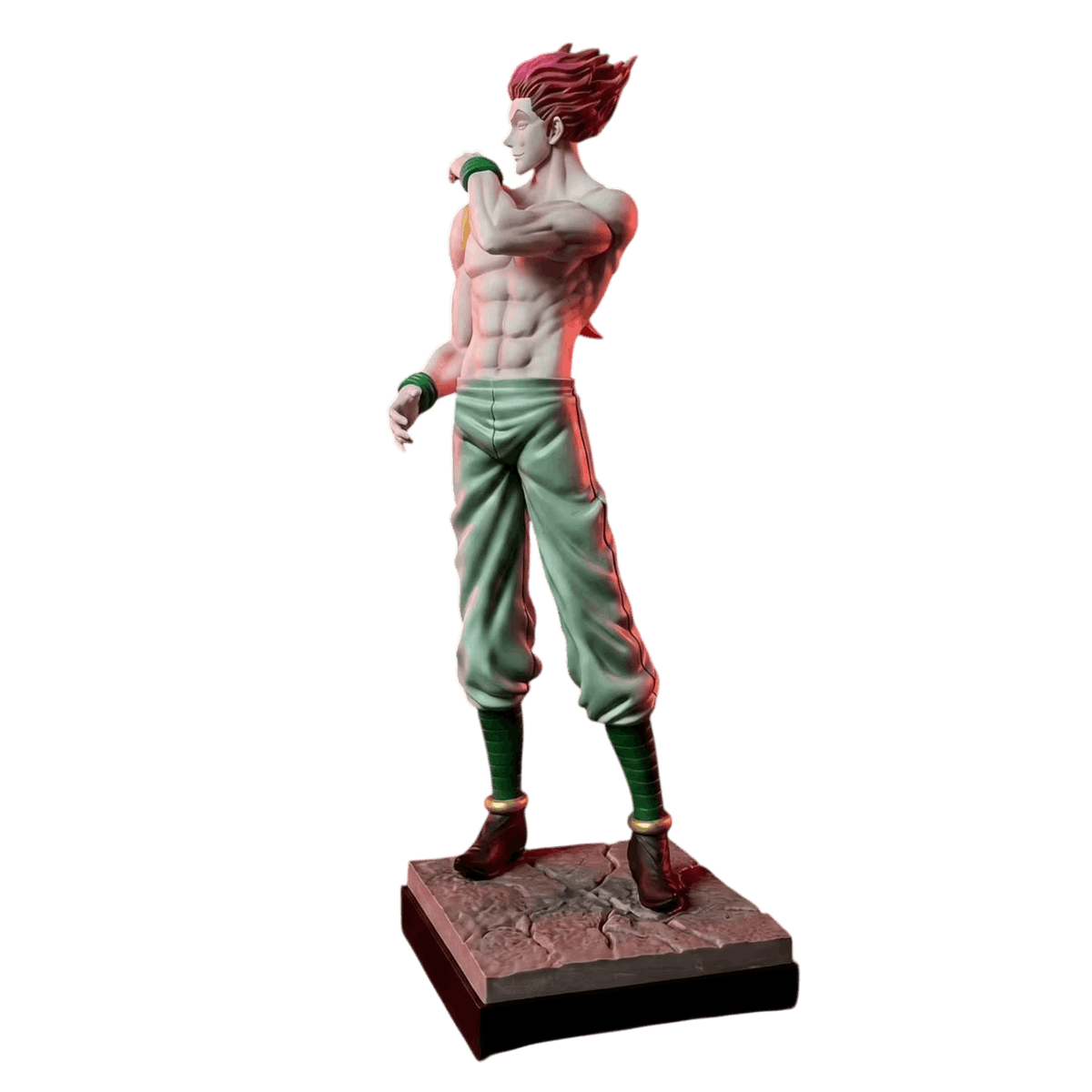 Figurine Hisoka (Hunter x Hunter), cartes en éventail sculptées entre les doigts — détourée, vue sans décor.