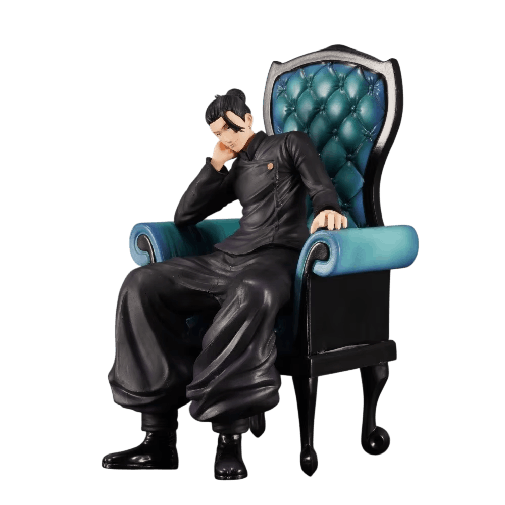 Figurine Jujutsu Kaisen Geto Suguru assis sur son fauteuil 24 cm