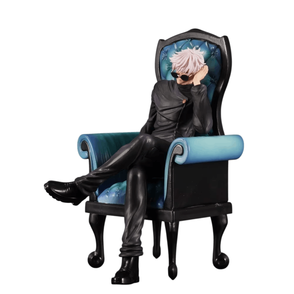 Figurine Jujutsu Kaisen Gojo Satoru assis sur son fauteuil 24 cm